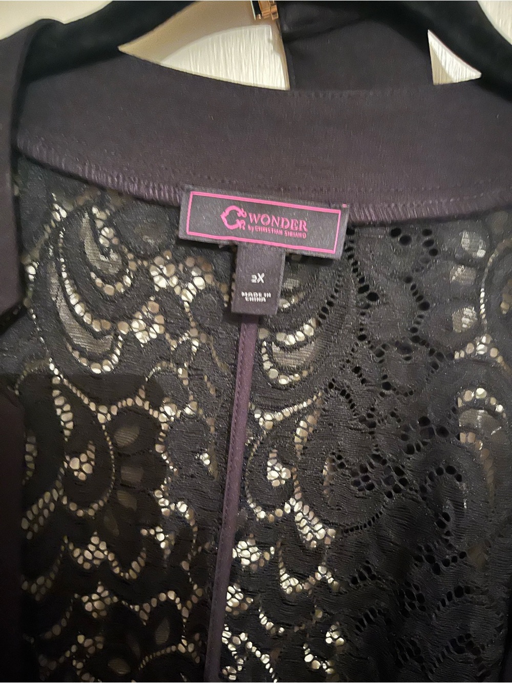 C. Wonder Black Lace Duster, 2x